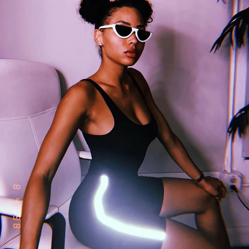 summer women two pieces set patchwork reflective crop top high waist streetwear festival outfits tracksuit shorts | Женская одежда