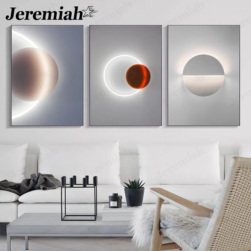 

Modern Creative Halo Canvas Poster Abstract Round Square Geometric Painting Wall Art Nordic Home Bedroom Decoration