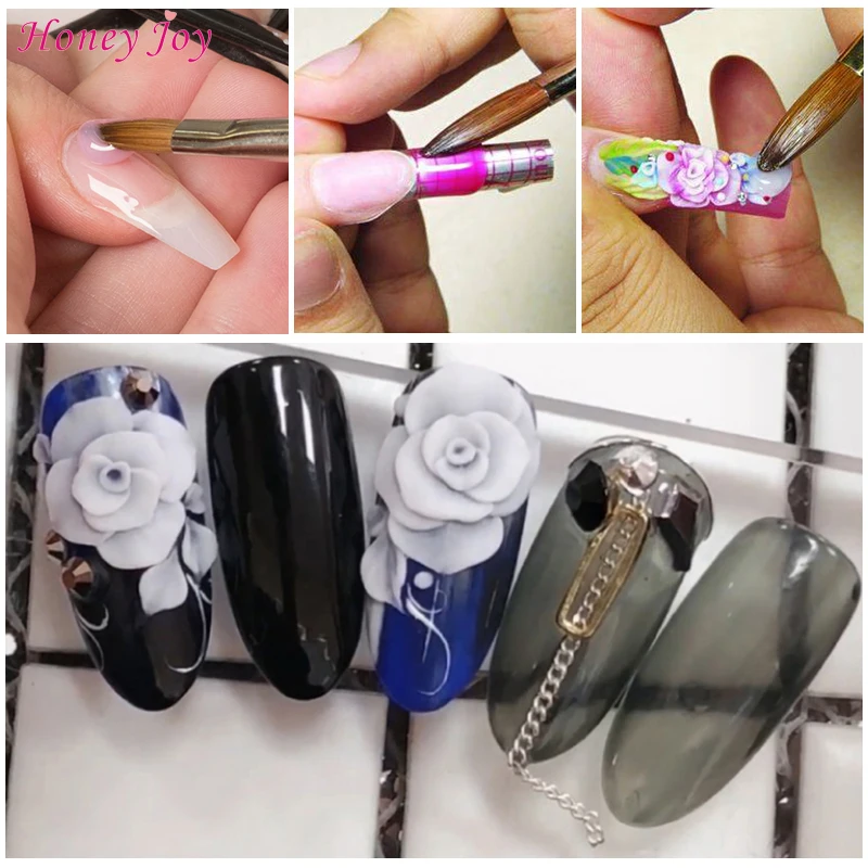 Белый прозрачный красный телесный акриловый порошок Кисть для ногтей из ворса