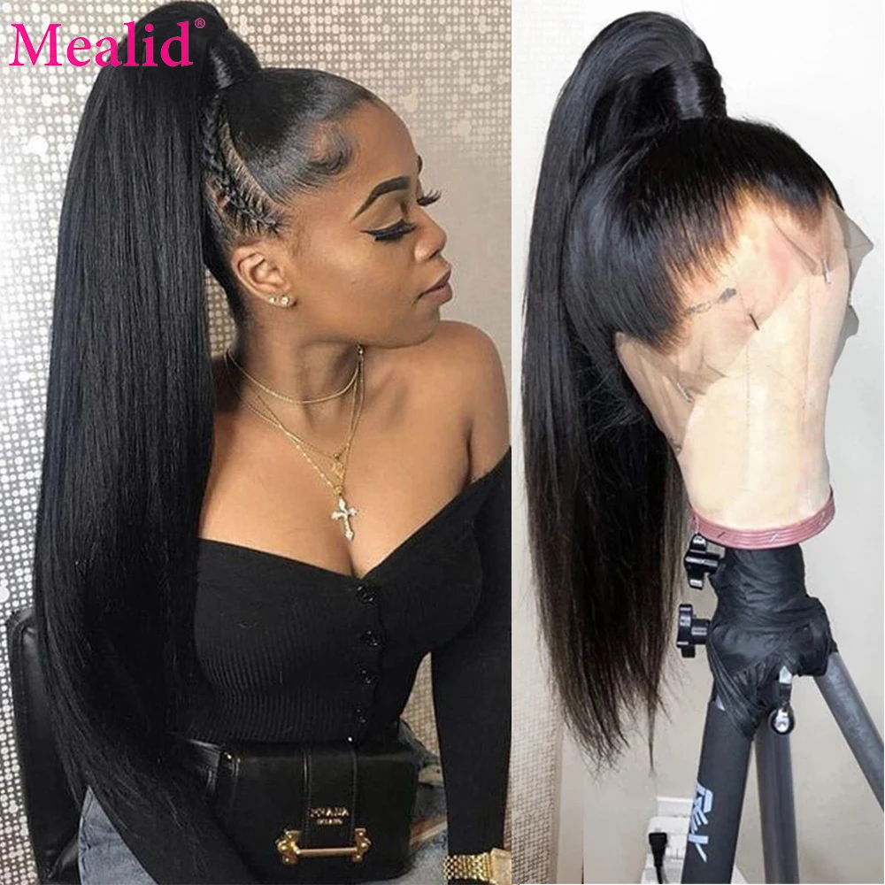 Mealid Remy 4x4 5x5 6x6 парики на сетке перуанские прямые человеческие волосы