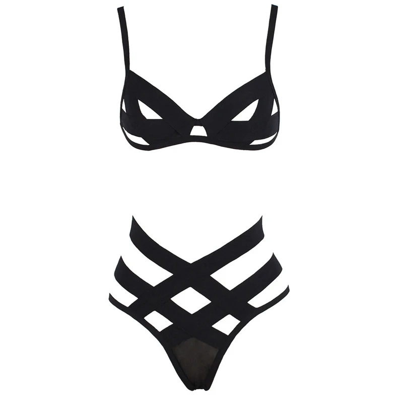 

Sexy See Through Lingerie Women Underwear Set Bra Set String Transparent Bandage Hollow Out Female Bra And Party Set