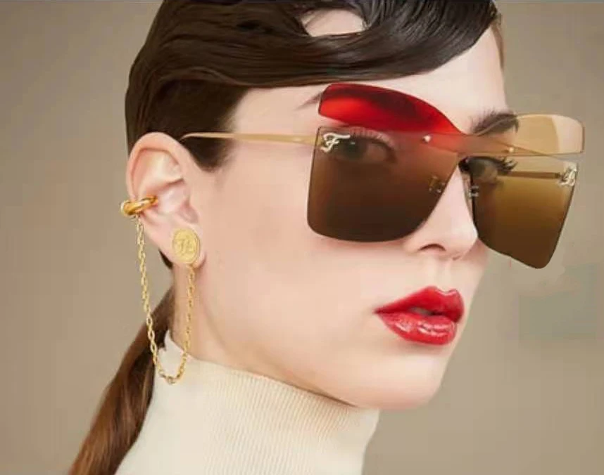 Солнцезащитные очки без оправы для мужчин и женщин квадратные цветные трендовые