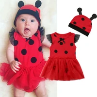 newborn toddler baby girls princess romper dress hat ladybug set party costumes