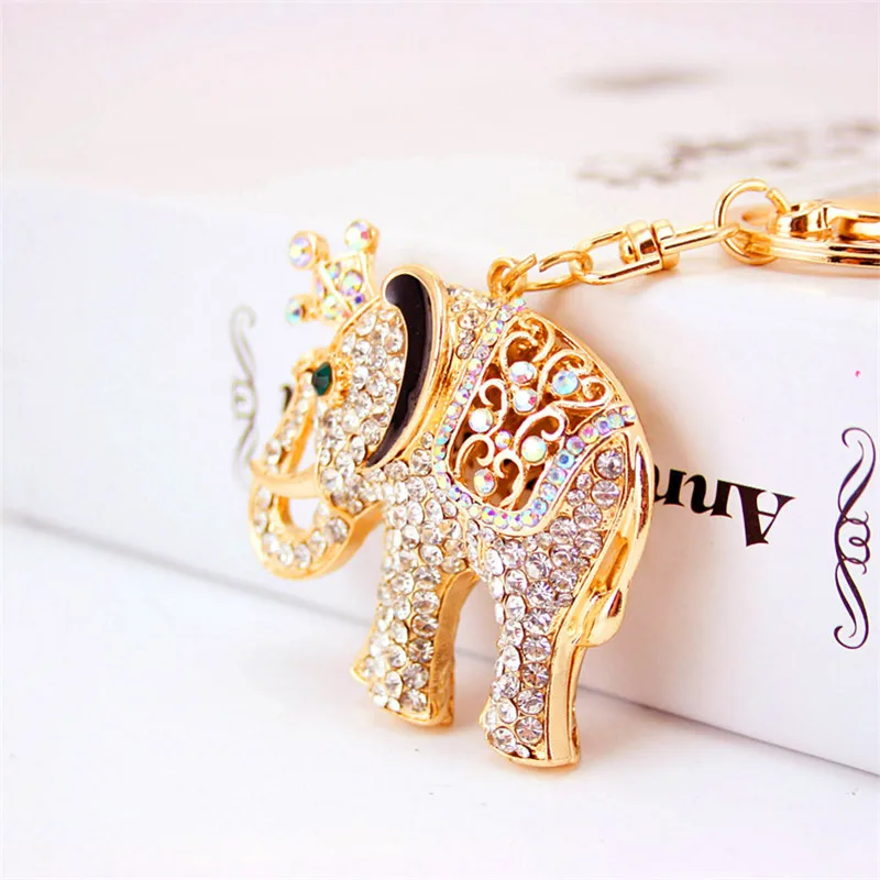 3 шт./лот брелки в виде короны слона с кристаллами кольцо для ключей