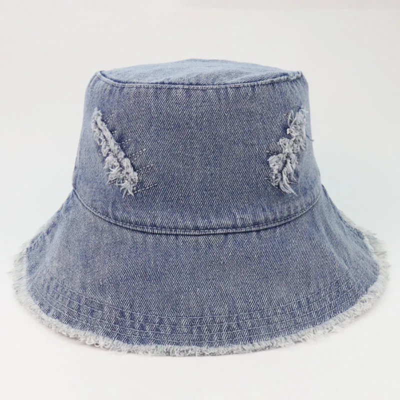 

HanXi Denim Bucket Hat Women Washed Fisherman's Hat Unisex Fashion Bob Caps Hip Hop Gorros Men Panama Flat Top Caps