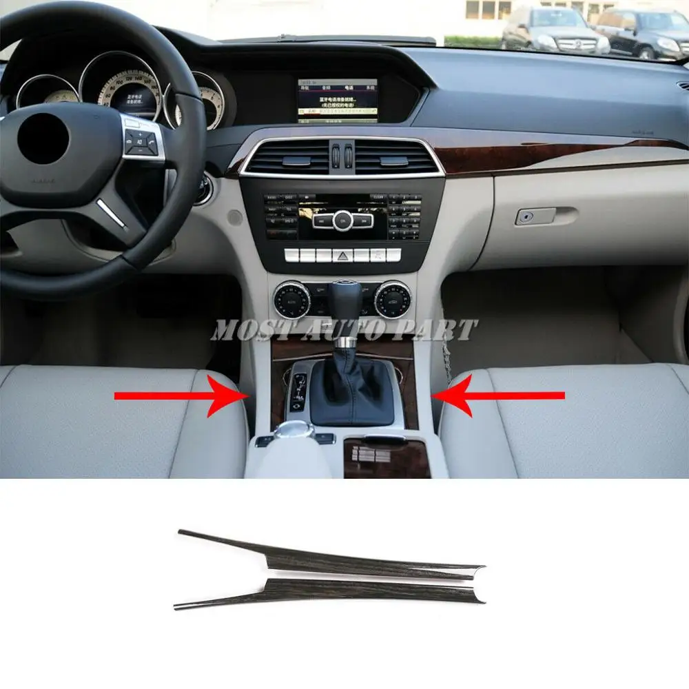 

ABS Black Wood Gran внутренняя центральная консоль коробка переключения передач рамка обшивка для Mercedes Benz C Class W204 2007-2013 2 шт.