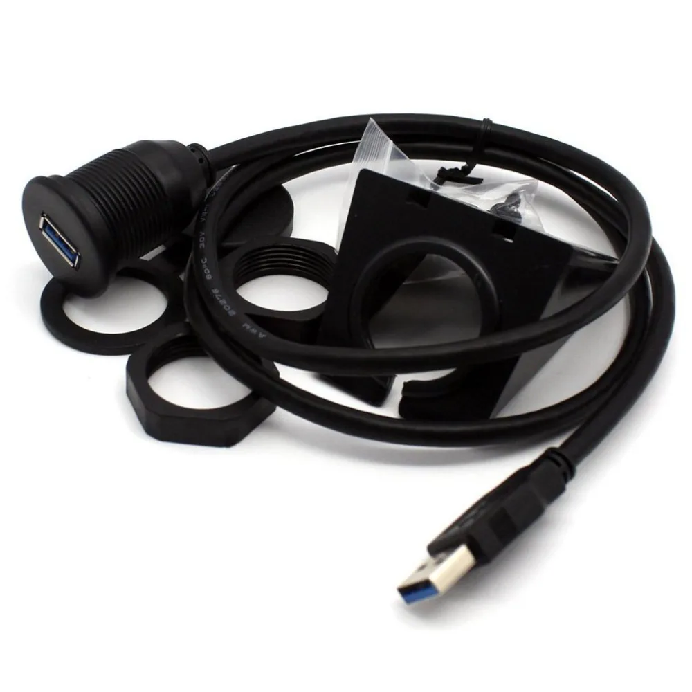 Фото Wasserdicht Unterputz USB-док-адаптер для приборной панели, порт USB 3,0 Männlich zu Weiblich Verlängerung, кабель для авто Motorrad №1