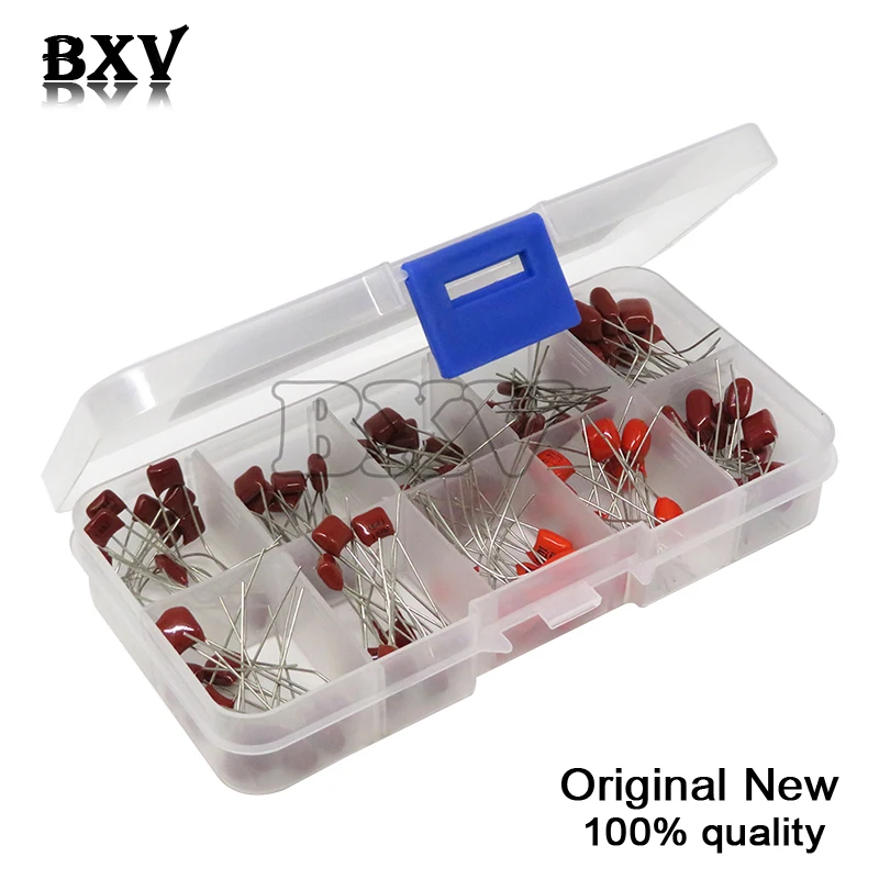 

100PCS 10nF~470nF Metallized Polyester Film Capacitors Assortment Kit High Precision And Stability Samples CBB Capacitor Set
