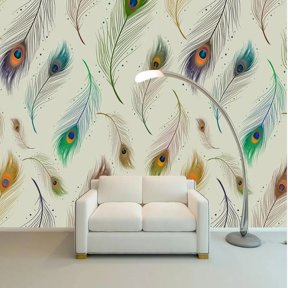 

milofi custom 3D peacock feather large TV background wallpaper mural