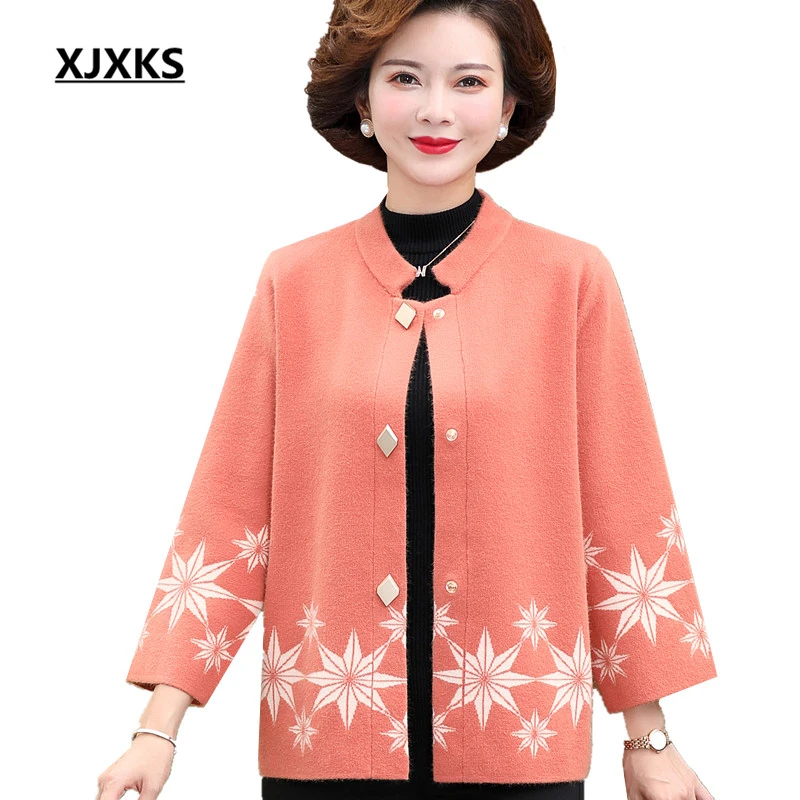 XJXKS 2020 Новая мода seven point sleeves женский свитер пальто Высокое качество удобная
