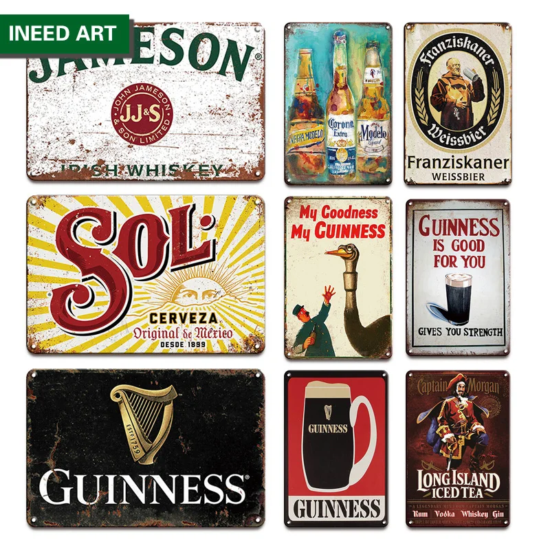 

Vintage Beer Metal Tin Sign Decorative Wall Poster Retro Bar Wall Sticker Room Decoration Man Cave Home Decor