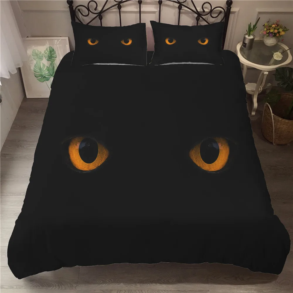 

Постельное белье и Комплект постельного белья MEI Dream в виде кошачьих глаз, черное постельное белье с 3d принтом