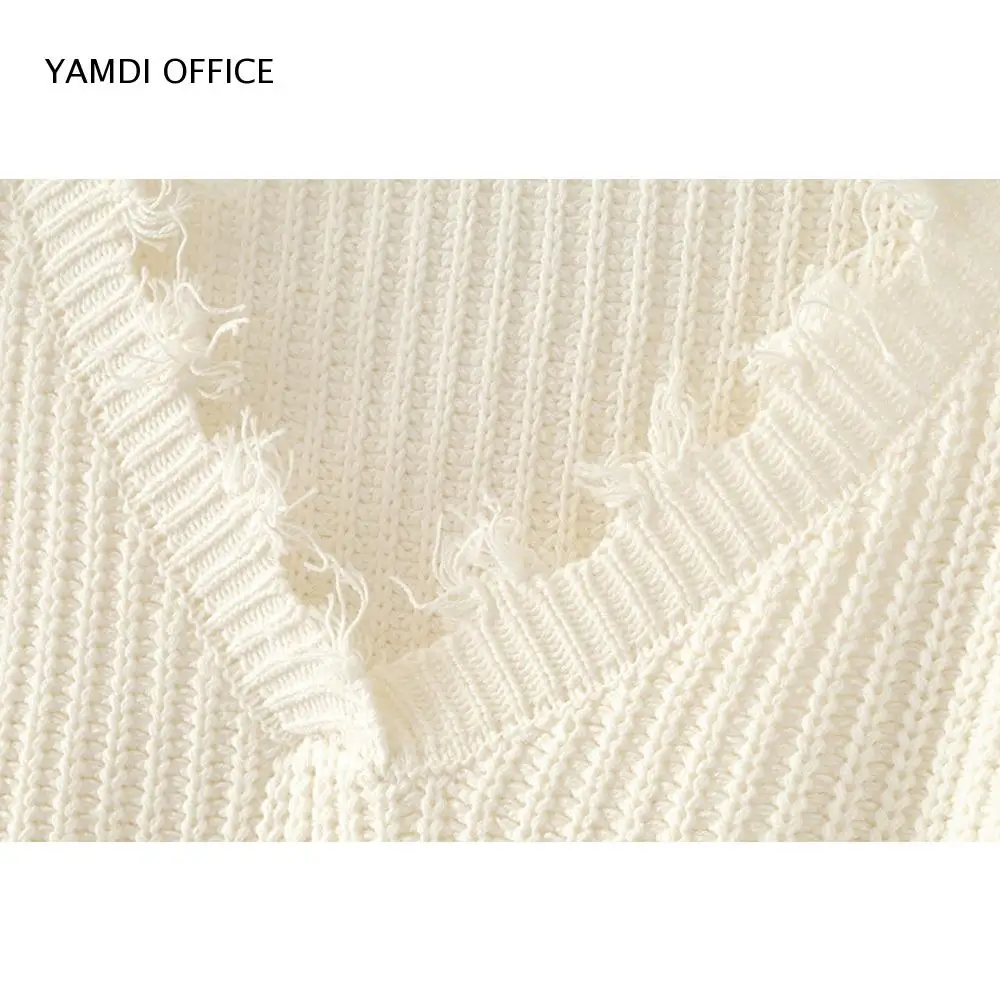 YAMDI 2019 NEW women tassel sweater autumn winter solid orange white black sweaters cropped jumpers v neck sexy knitted pullover | Женская