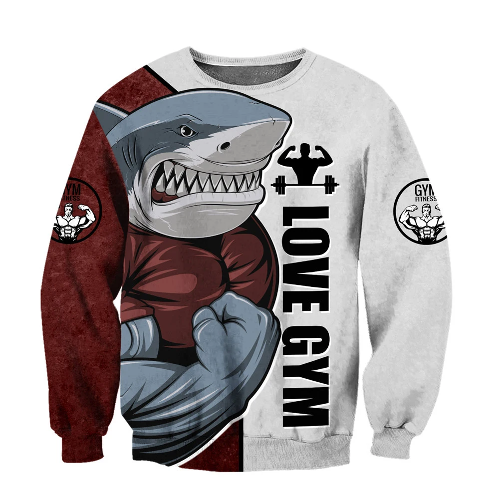 

CLOOCL Shark Love Fitness Pullover Tops Fashion 3D Pet Animal Print Streetwear Men Clothing Women Casual Harajuku Clothing