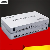 4x2 hdmi compati kvm matrix switch 4port dual monitor extended display 4k60hz supports usb2 0 devices control up to 4 computers