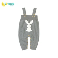 citrus autumn rabbit knit rompers childrens winter baby girls sleevless rompers outfit clothes toddler newborn jumpsuit
