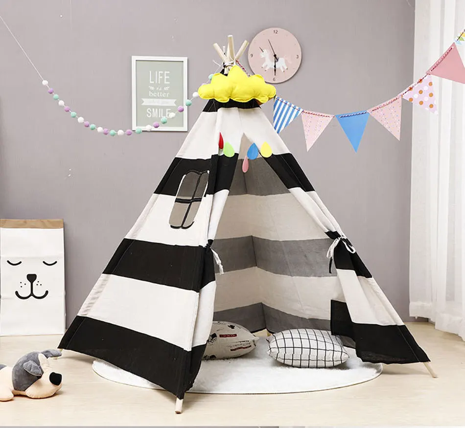1,6 м детская палатка Tipi большой Unbleached холст оригинальная детская палатка дом складной Крытый детский игровой дом Индия треугольные палатки