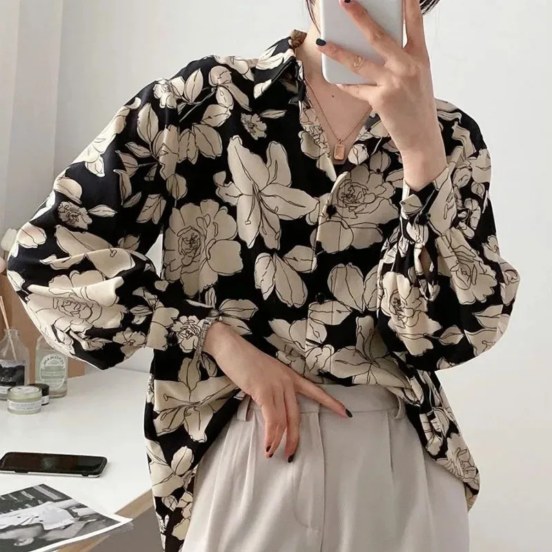 

Zaily 2021 Summer Women Fashion Chiffon Long Sleeve Casual Style Shirts Regular Single Breasted Flowers Female Shirt