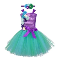 baby girl summer dress little mermaid role playing frock kids carnival party princess costume children tutu dress with hairband