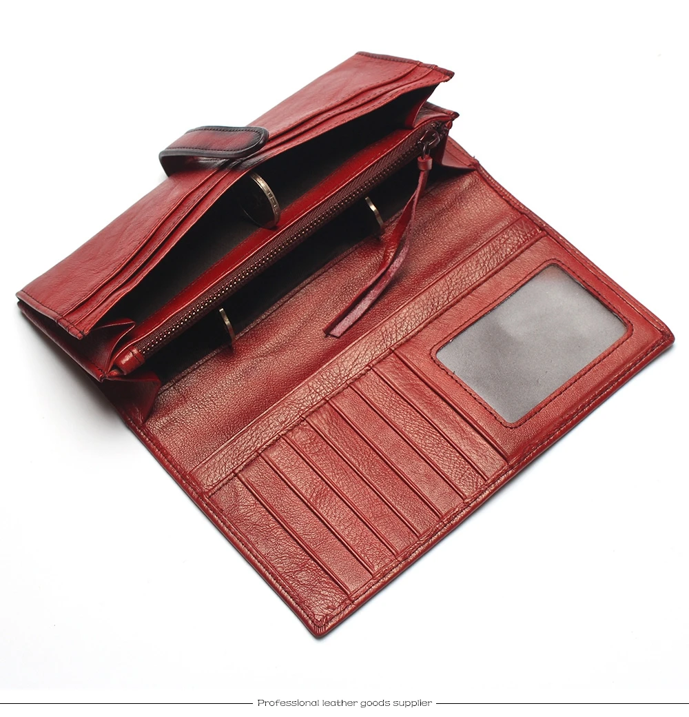 Dip Dye RFID Блокировка натуральная кожа Винтажный Мужской и Женский Длинный кошелек портмоне винтажный дизайнер мужской Carteira кошельки
