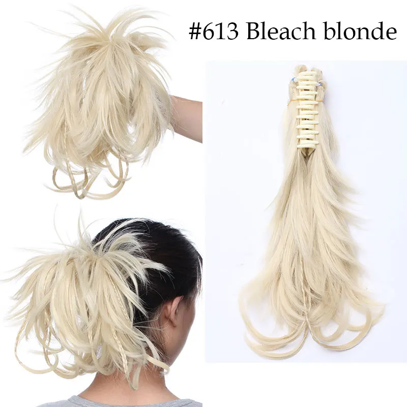 bleach blonde S-noilite, высокотемпературные волоконные шиньоны, длинные волнистые синтетические накладные волосы на заколках, конский хвост для женщин, черный, коричневый - Цвет: bleach blonde