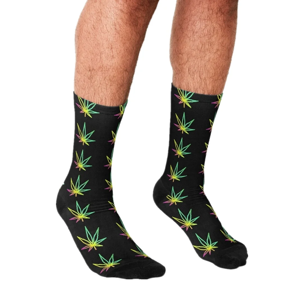 

2021 Men Socks harajuku Vintage Weed Leaf Socks Printed Happy hip hop Novelty Skateboard Crew Casual Crazy Funny Socks