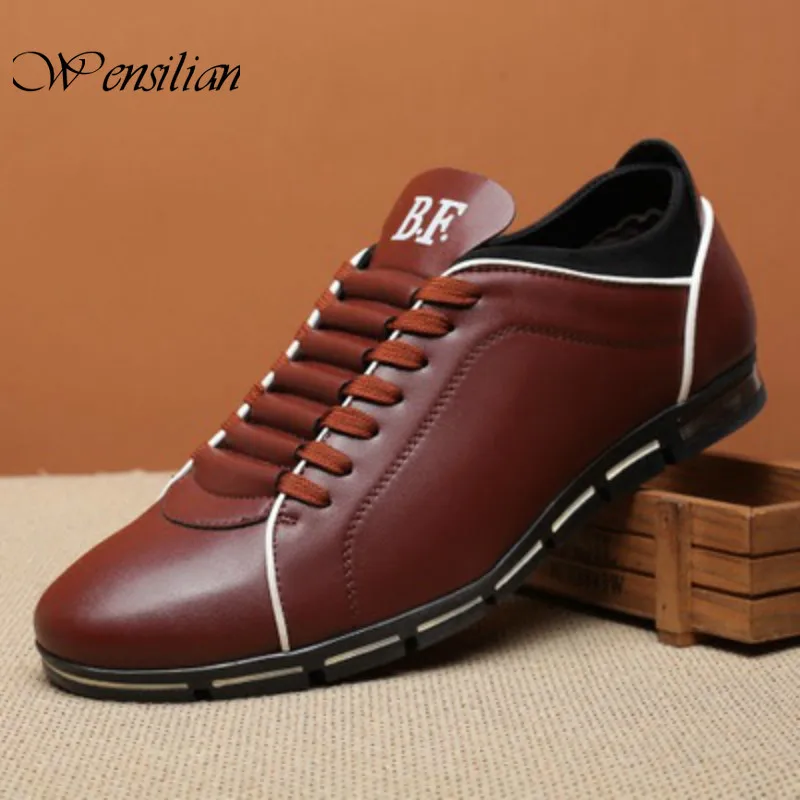 Туфли мужские кожаные на шнуровке удобные лоферы повседневная обувь для