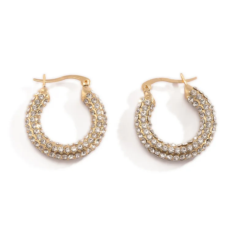 

TIMEONLY Luxury Bling Bling Rhinestones C Shape Hoop Earring for Women Ladies A B Color Earring Delicate Party Accessories