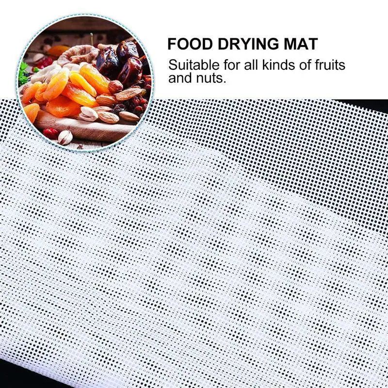 

5Pcs Food Dryer Mats Proffessional Dehydrator Sheets Reusable Food Dryer Mats Silicone Mesh Pad For Food Fruit Dryer (40x40CM)