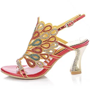 

2021 summer open toe high heeled women's new diamond sandals