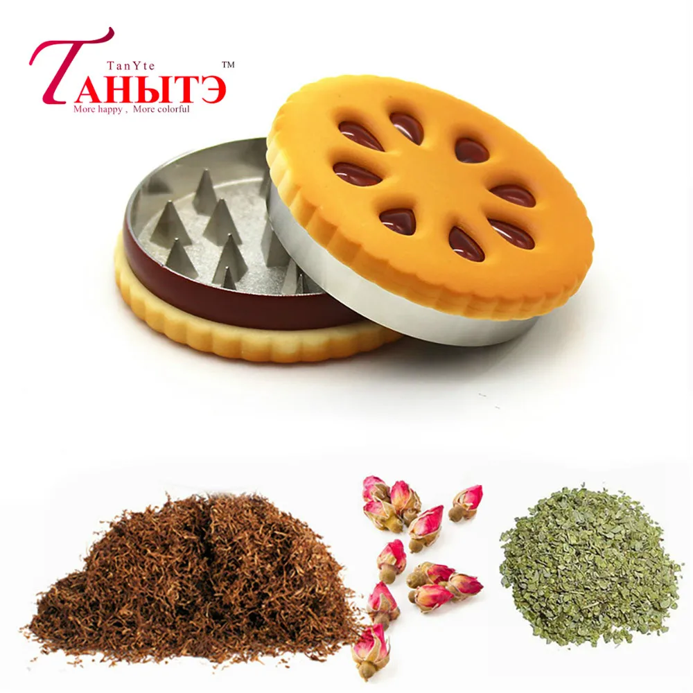 

55mm 2-layer Tobacco Grinder Sandwich Biscuit Herb Crusher Manual Manufacturing Cigarette Tool for Grinding Weed Accessories