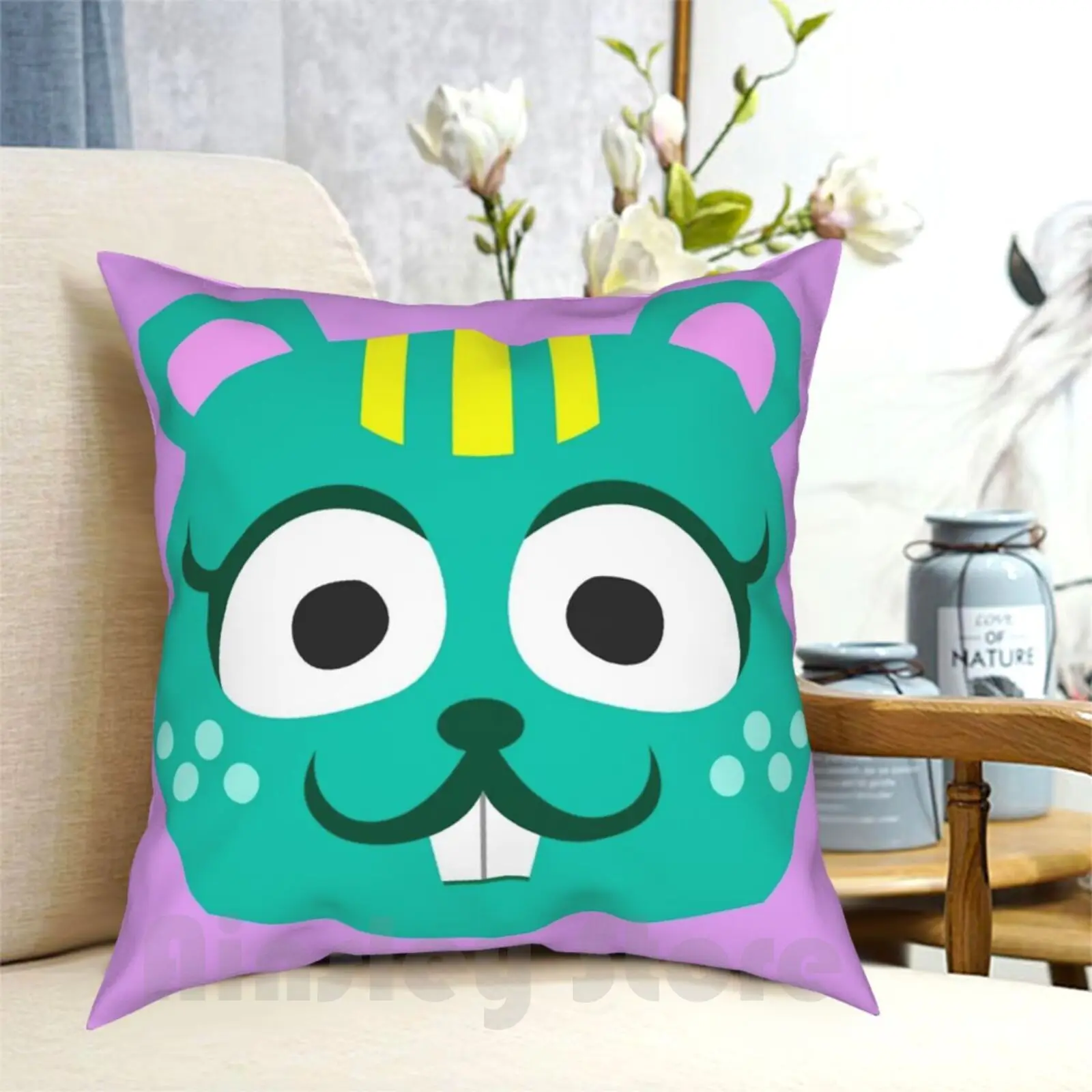 Nibbles Pillow Case Printed Home Soft DIY Pillow cover Squirrel Animal Gamecube Acnl Nintendo 3Ds Gameboy Animals Cute