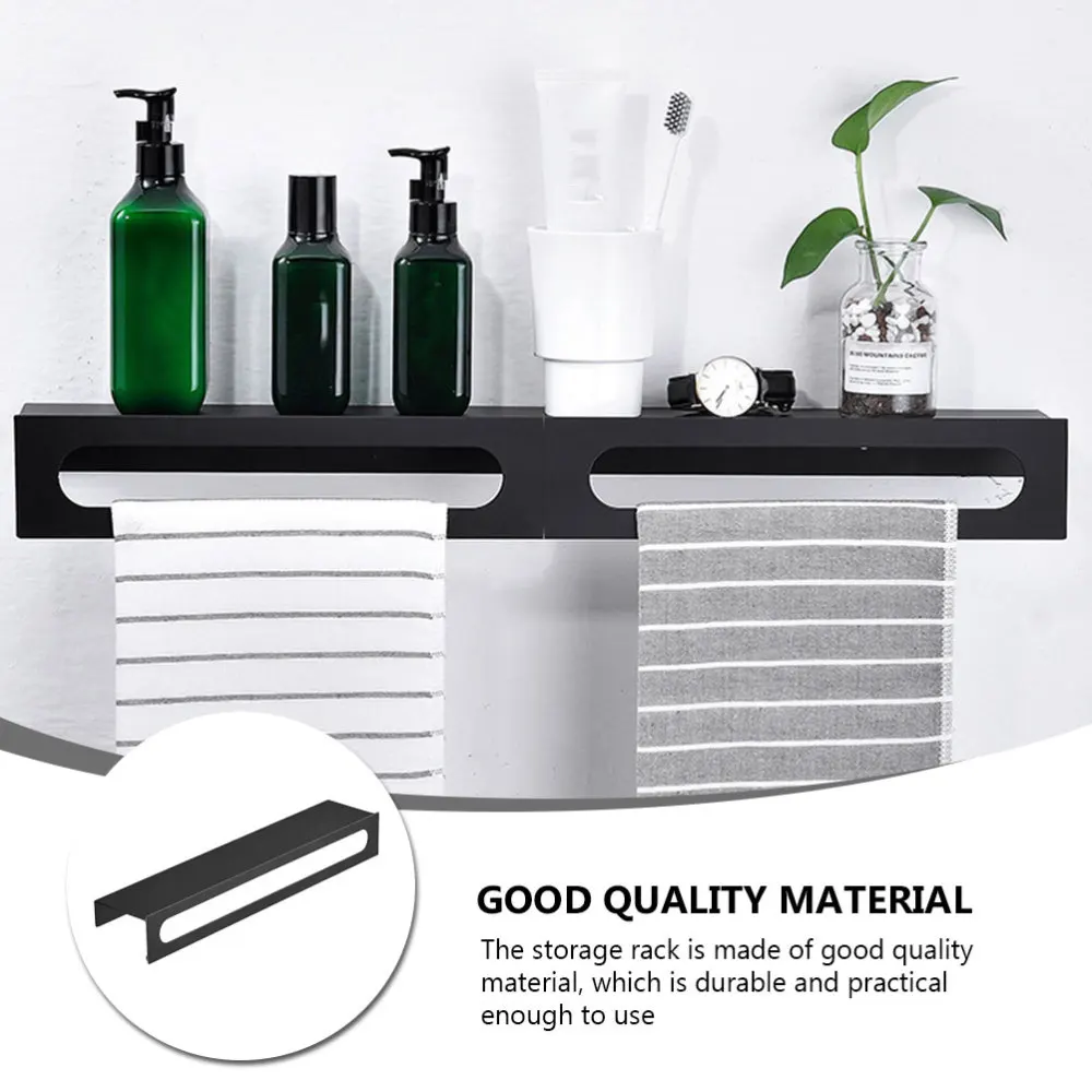 

1pc No-punching Towel Rack Home Bathroom Wall Towel Rack Sundries Shelf