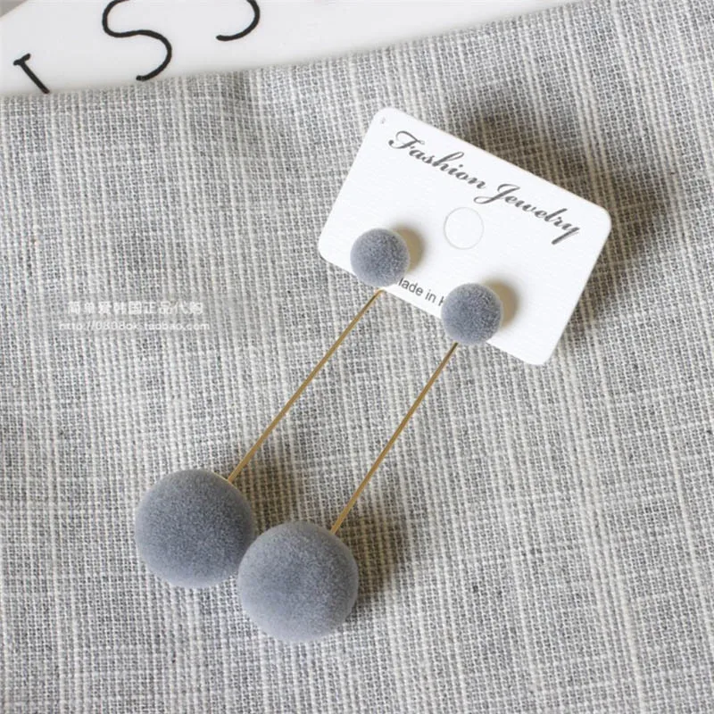 CARTER LISA модные красные черные плюшевые серьги-капли с шариками для корейских