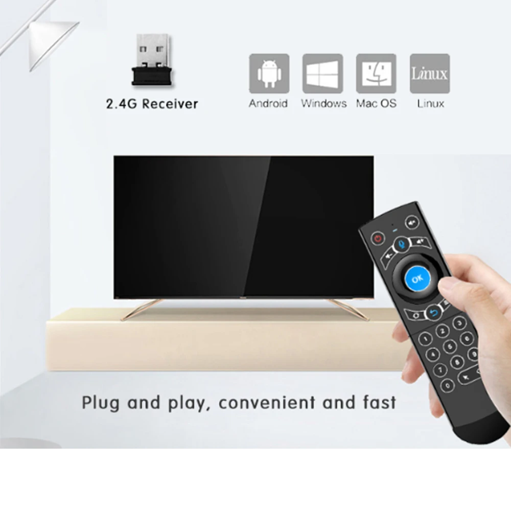 L8star Air Mouse подсветка гироскоп Google Assistant голосовой поиск микрофон 2 4G беспроводной