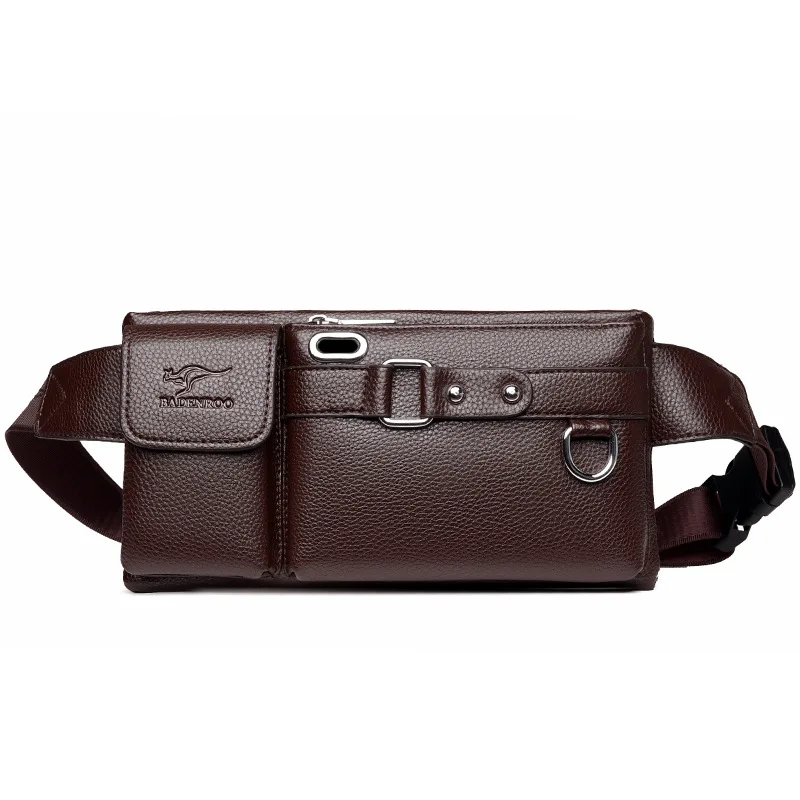 

2020 Men's Leather Waist Bag Multi-Function Shoulder Bag Men's Messenger Bag Sports Chest Bag Wear-resistant Casual Waist Bag