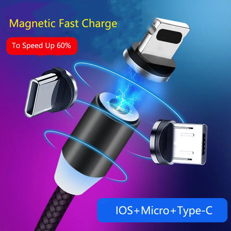 Магнитный кабель Micro USB Type C 2 4 А адаптер для быстрой зарядки магнитный iPhone Xiaomi redmi