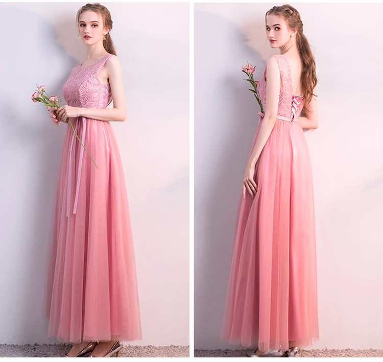 Розовое платье подружки невесты Junior Длинное Элегантное праздничное свадебное