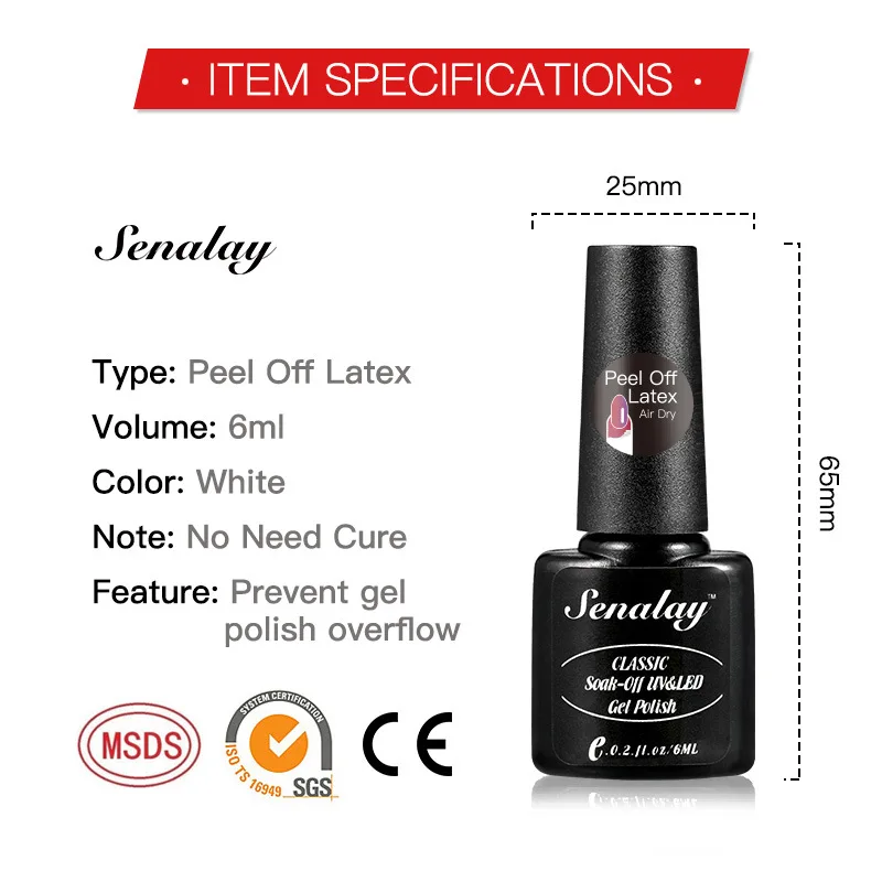 

Senalay Nail Spill-Proof Protector Tearable Edge Nail Polish Spill-Proof Protector White Odorless Peelable Anti-Overflow Liquid