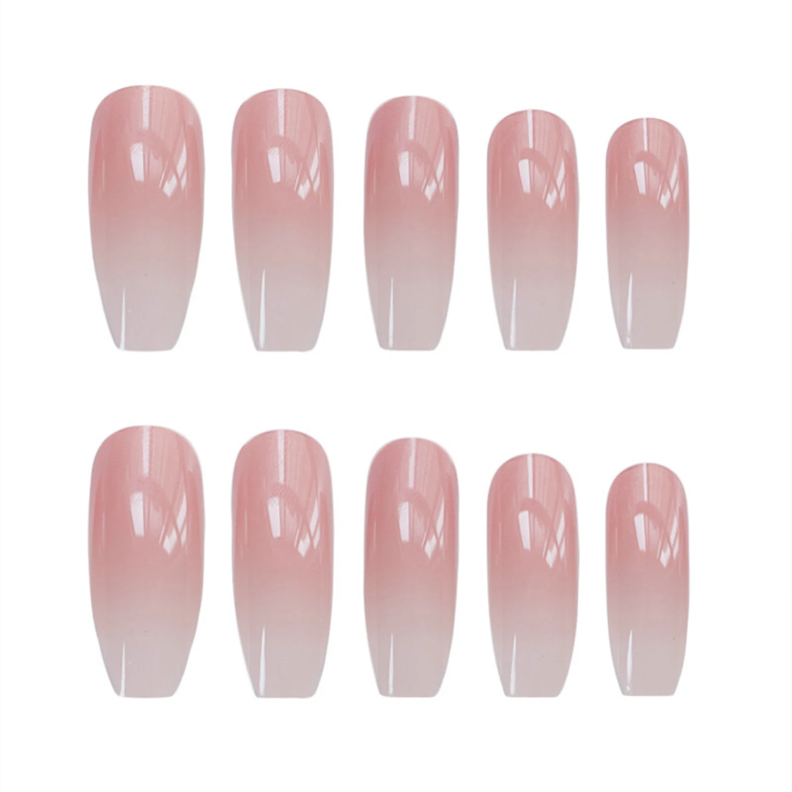 

24pcs Ballet Powder Gradients Wear Long Paragraph Fashion Manicure Patch False Nails Save Time Wearable Nail Patch Nail Art