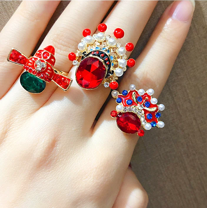 Новинка имитация жемчуга Пекинская опера милые кольца винтажные стразы Сычуань
