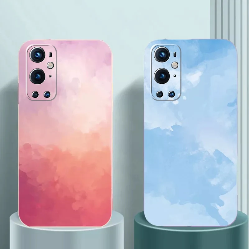 

Watercolor Painted Square Silicone Case For Oneplus 9 Pro 9R Soft Cover For Oneplus Nord 2 5G 1+Nord 1+9 8 1+8T 7 1+7T 1+6T Case
