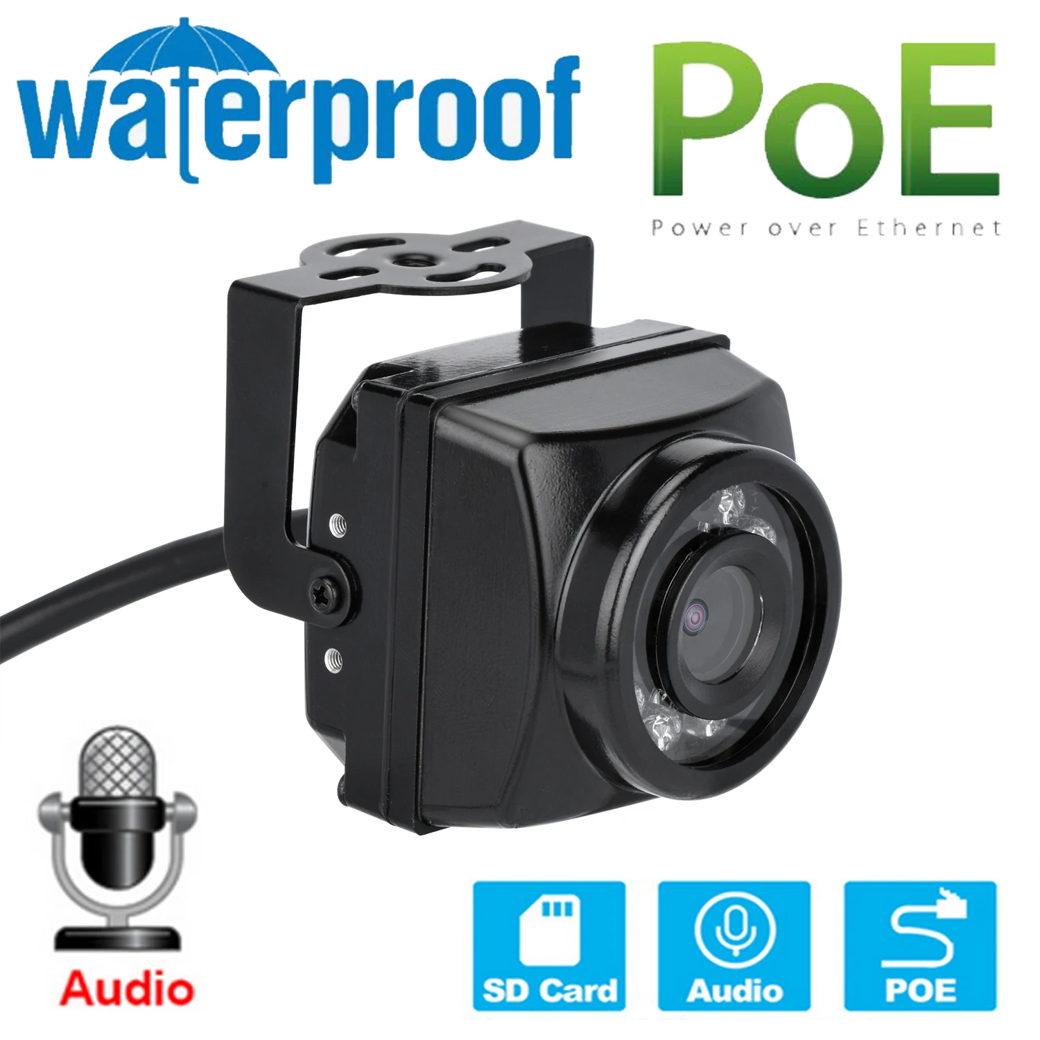 

5MP 1920P 4K IP66 Waterproof Night Vision Miniature IR IP POE Camera Onvif Network P2P TF Card Slot Recording for Car&Bird Nest