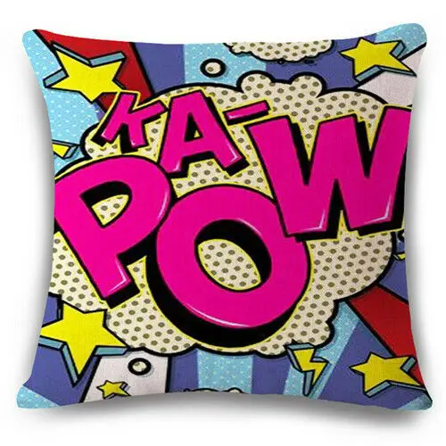 Цветные граффити рок-н-ролл стильные чехлы на подушки буквы WOW POW BANG Супермен |