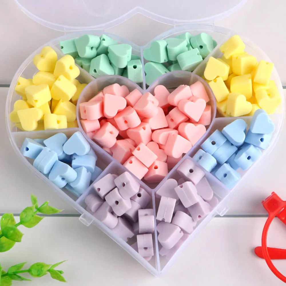 

Sunrony 100pcs Baby Silicone Beads For Jewelry Making Mini Love Heart Food Grade Teether DIY Pacifier Chain Jewelry Accessories