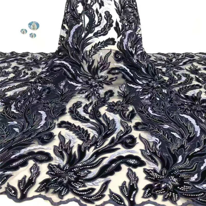 2020 Высококачественная французская нигерийская сетка с блестками африканская