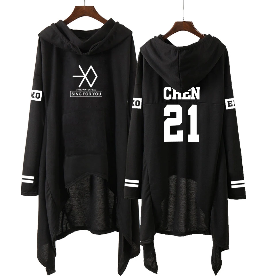 Kpop EXO/новые модные корейские толстовки EXO DO LAY SE HUN KAI пой FOR YOU EXO длинная юбка женские толстовки Harajuku Пуловеры для девочек