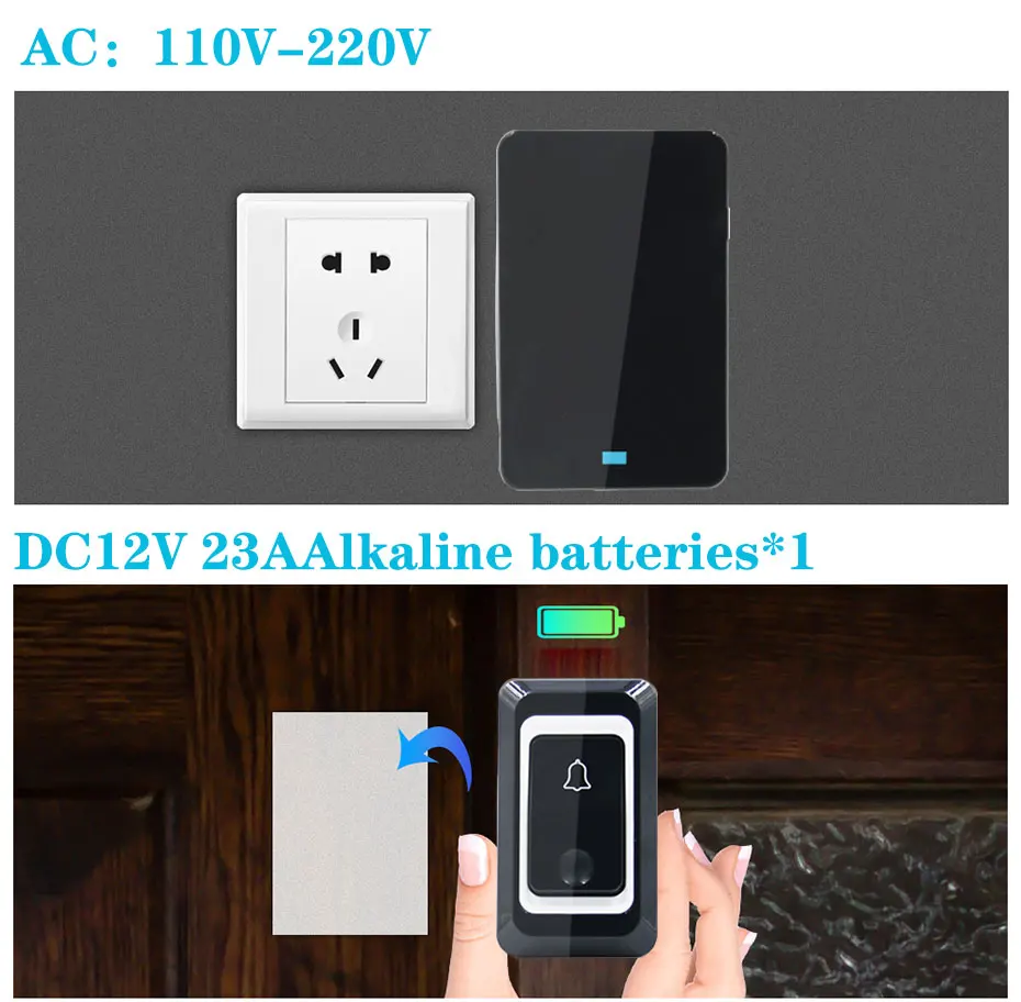 Домашний Беспроводной дверной звонок 28 мелодий простой в установке 4 приемника