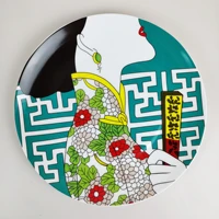 chinese style watercolor hand painted elegant cheongsam womens bone porcelain western food plate