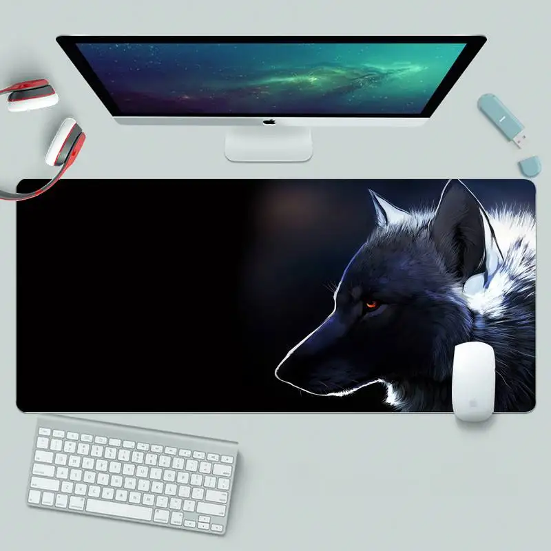 Уникальный Настольный коврик с котом волком львом игровой для мыши XL большой